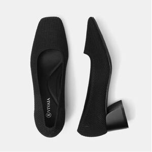 Vivaia Black Square Toe 2.0 Melody Pumps
